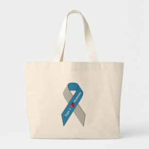 Type 1 Diabetes Awareness Ribbon Grote Tote Bag