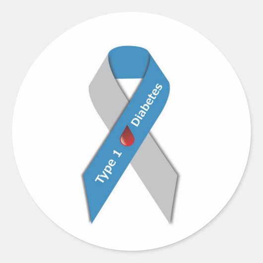 Type 1 Diabetes Awareness Ribbon Ronde Sticker (Voorkant)