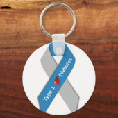Type 1 Diabetes Awareness Ribbon Sleutelhanger (Voorkant)