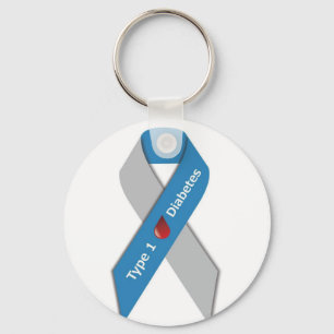 Type 1 Diabetes Awareness Ribbon Sleutelhanger