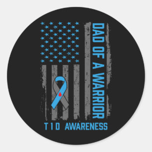 Type 1 Diabetes Awareness T1D Dad of Warrior Type Ronde Sticker