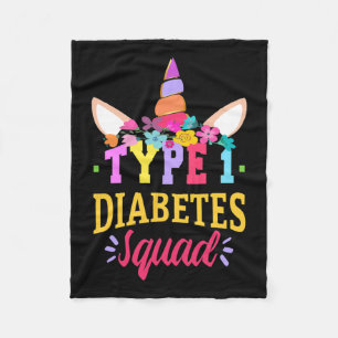 Type 1 Diabetes Awareness T1d Squad Unicorn Rainbo Fleece Deken