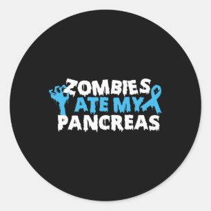 Type 1 Diabetes Awareness Zombies Ate My Pancreas Ronde Sticker