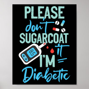 Type 1 Diabetes Bewustmaking Gelieve geen suikerja Poster