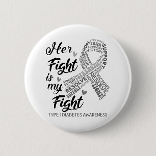 Type 1 Diabetes Bewustmaking Haar strijd is mijn s Ronde Button 5,7 Cm