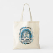 Type 1 Diabetes Bewustmakingsmaand Bleekte regenbo Tote Bag (Achterkant)