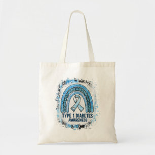 Type 1 Diabetes Bewustmakingsmaand Bleekte regenbo Tote Bag
