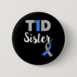 Type 1 Diabetes Bewustzijn Ondersteuning Zus Diabe Ronde Button 5,7 Cm