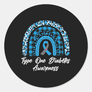 Type 1 Diabetes Bewustzijn Regenboog Maand Luipaar Ronde Sticker