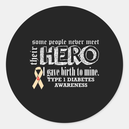 Type 1 Diabetes bewustzijn  Ronde Sticker (Voorkant)