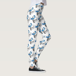 Type 1 diabetes Blue Ribbon Awareness HOPE Leggings