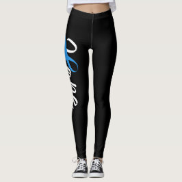 Type 1 diabetes Blue Ribbon Awareness HOPE Leggings