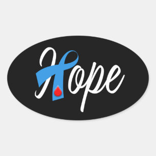 Type 1 diabetes Blue Ribbon Awareness HOPE Ovale Sticker