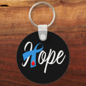 Type 1 diabetes Blue Ribbon Awareness HOPE Sleutelhanger (Voorkant)