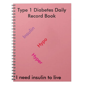Type 1 diabetes Dagelijks recordboek Notitieboek