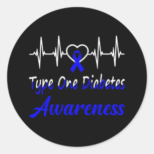 Type 1 Diabetes Diabetische T1d Bewustzijn Hartsla Ronde Sticker