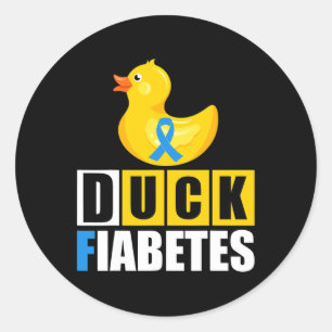 Type 1 Diabetes Duck Fiabetes T1D Awareness Ronde Sticker