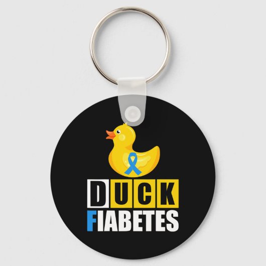 Type 1 Diabetes Duck Fiabetes T1D Awareness Sleutelhanger (Voorkant)
