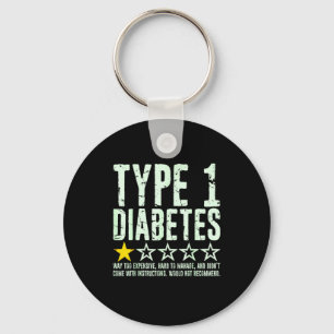 Type 1 Diabetes Eén Ster Rating, T1d Bewustzijn Di Sleutelhanger