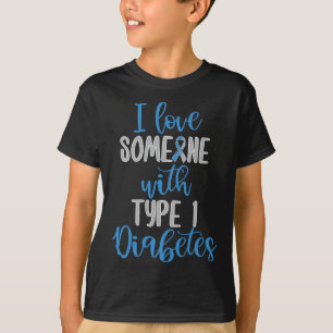 Type 1 Diabetes Liefde Juveniele Diabetes Blauwe B T-shirt