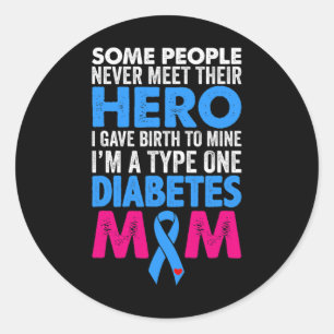Type 1 Diabetes Moeder T1D Diabetische bewustwordi Ronde Sticker