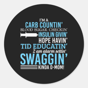 Type 1 Diabetes Mom Fun T1d Diabetisch Bewustzijn Ronde Sticker
