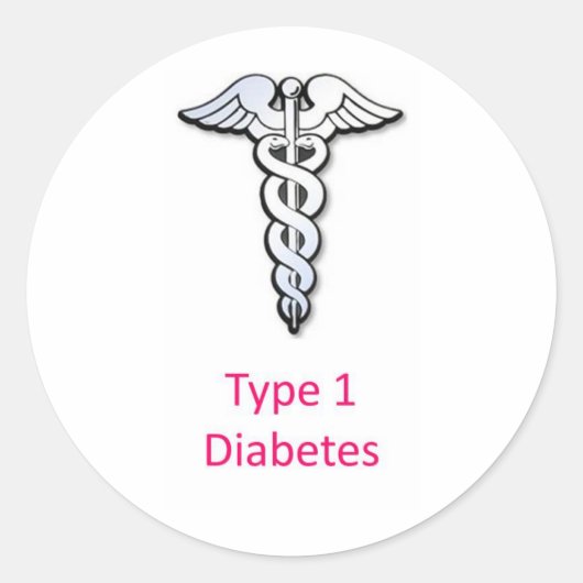 Type 1 diabetes roze ronde sticker (Voorkant)
