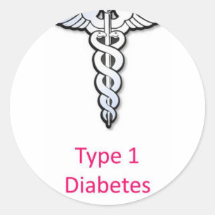 Type 1 diabetes roze ronde sticker