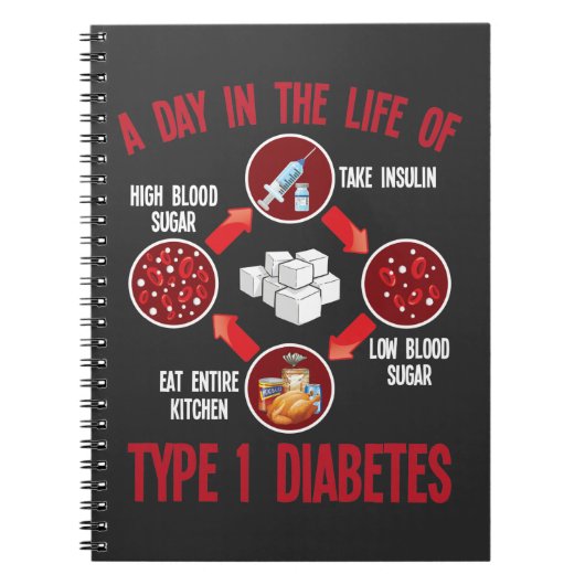 Type 1 Diabetes steunt T1D Diabetische Bewust Notitieboek (Voorkant)