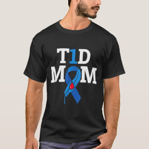 Type 1 diabetes strijders t1d moeder blauwe lint t-shirt