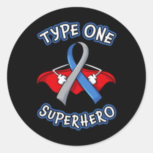 Type 1 Diabetes Superheld Awareness Gift Diabetic Ronde Sticker