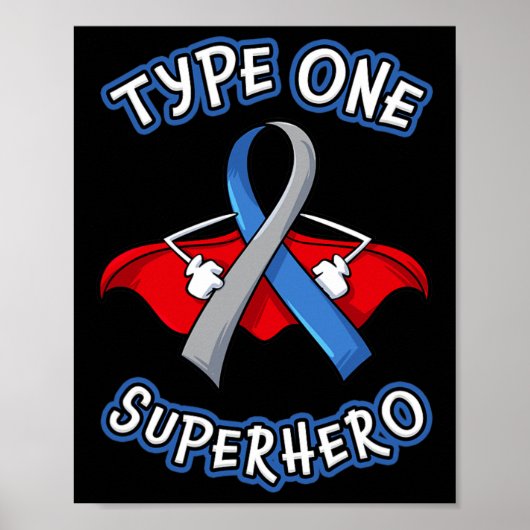 Type 1 Diabetes Superheld Bewustzijnscadeau Diabet Poster (Voorkant)