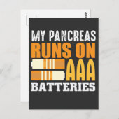 Type 1 Diabetes T1D Awareness Diabetic Battery Briefkaart (Voorkant / Achterkant)