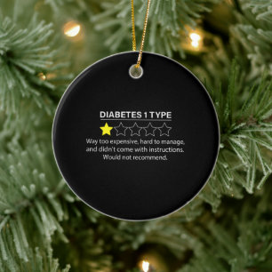 Type 1 Diabetes T1D Een Star Rating Grappig Gift T Keramisch Ornament