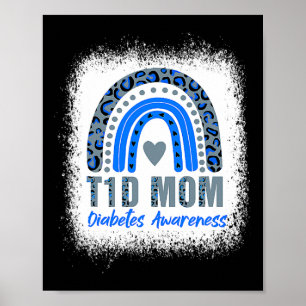 Type 1 Diabetes T1d Mom Diabetes Awareness Leopard Poster