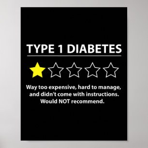 Type 1 Diabetes T1D One Star Rating Fun Awareness Poster