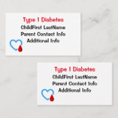 Type 1 diabetes visitekaartje (Voorkant / Achterkant)