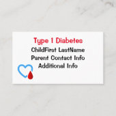 Type 1 diabetes visitekaartje (Voorkant)