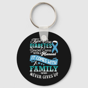 Type 1 diabetes voor familieblauw lintdiabeticus sleutelhanger