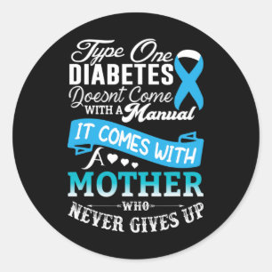 Type 1 diabetes voor moeder blauw lintdiabeticus ronde sticker