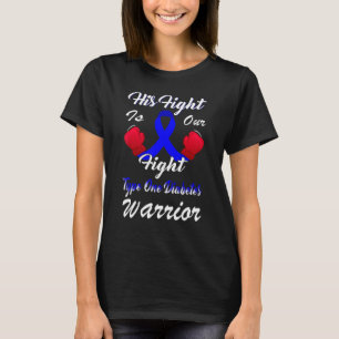 Type 1 Diabetes Warrior Fighter Blue Ribbon T1d Di T-shirt