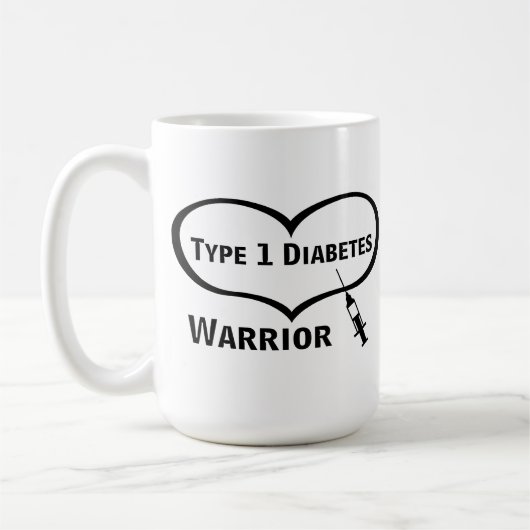 Type 1 diabetesstrijder met spuit Koffie Mok (Links)