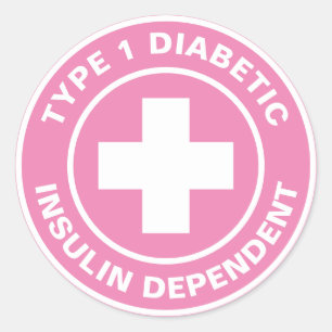 Type 1 diabetische insulineafhankelijke diabetes M Ronde Sticker