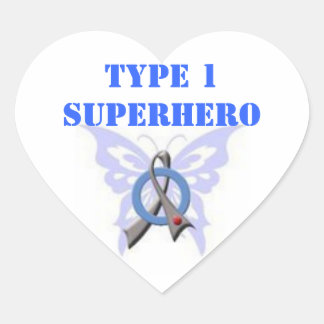 Type 1 superheld hartvormige Stickers