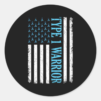 Type 1 Warrior Diabetisch bewustzijn Ronde Sticker