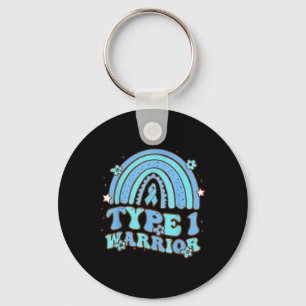 Type 1 Warrior Retro Rainbow Diabetes Awareness Ri Sleutelhanger