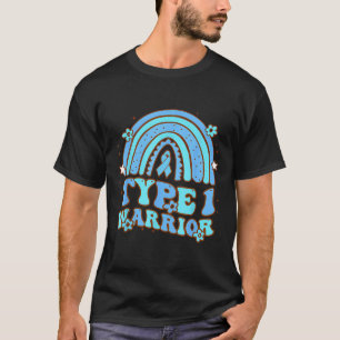 Type 1 Warrior Retro Rainbow Diabetes Awareness Ri T-shirt