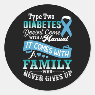 Type 2 diabetes voor familieblauw lintdiabeticus ronde sticker