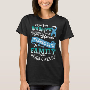 Type 2 diabetes voor familieblauw lintdiabeticus t-shirt