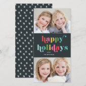 Type 2 kleurrijke fotoHappy Feestdagenkaart (Voorkant / Achterkant)